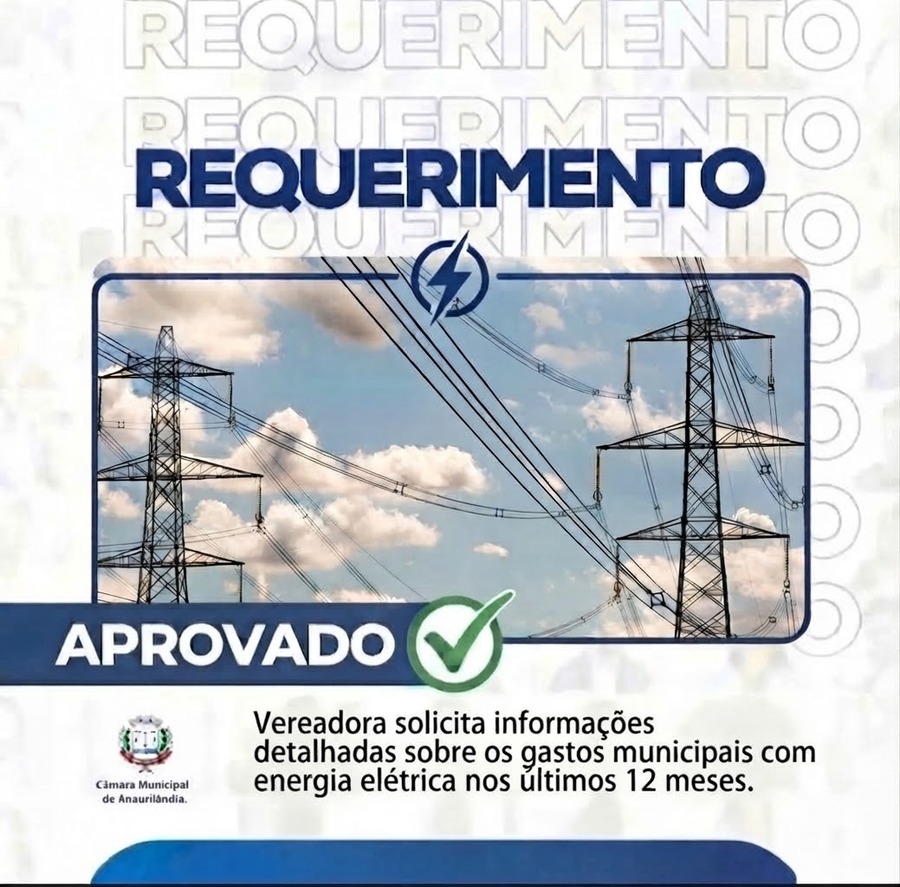 Vereadora solicita informações detalhadas sobre os gastos municipais com energia elétrica nos últimos 12 meses,